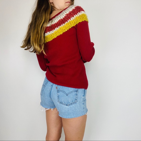 NWT Free People flare knit sleeve retro sweater - Picture 7 of 8